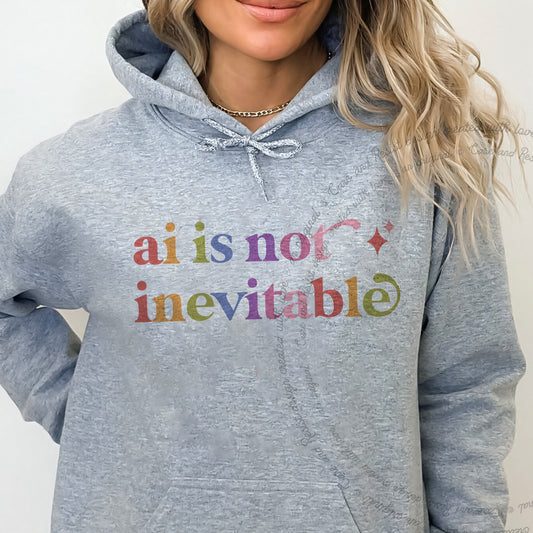 Ai is not Inevitable Care & Resist Gildan hoodie in Sport Grey