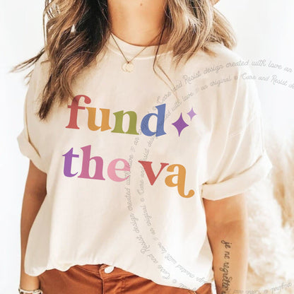 Fund the Va Care & Resist rainbow Comfort Colors tee, Ivory
