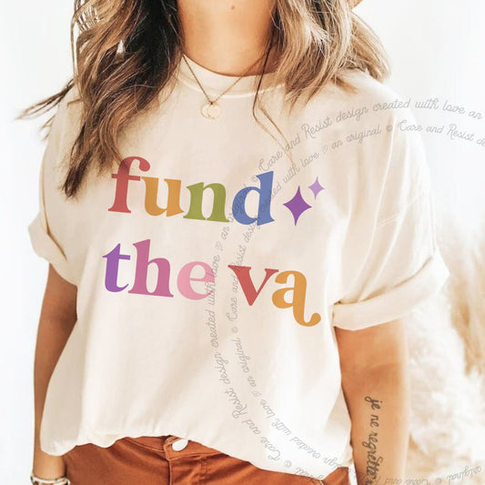 Fund the Va Care & Resist rainbow Comfort Colors tee, Ivory