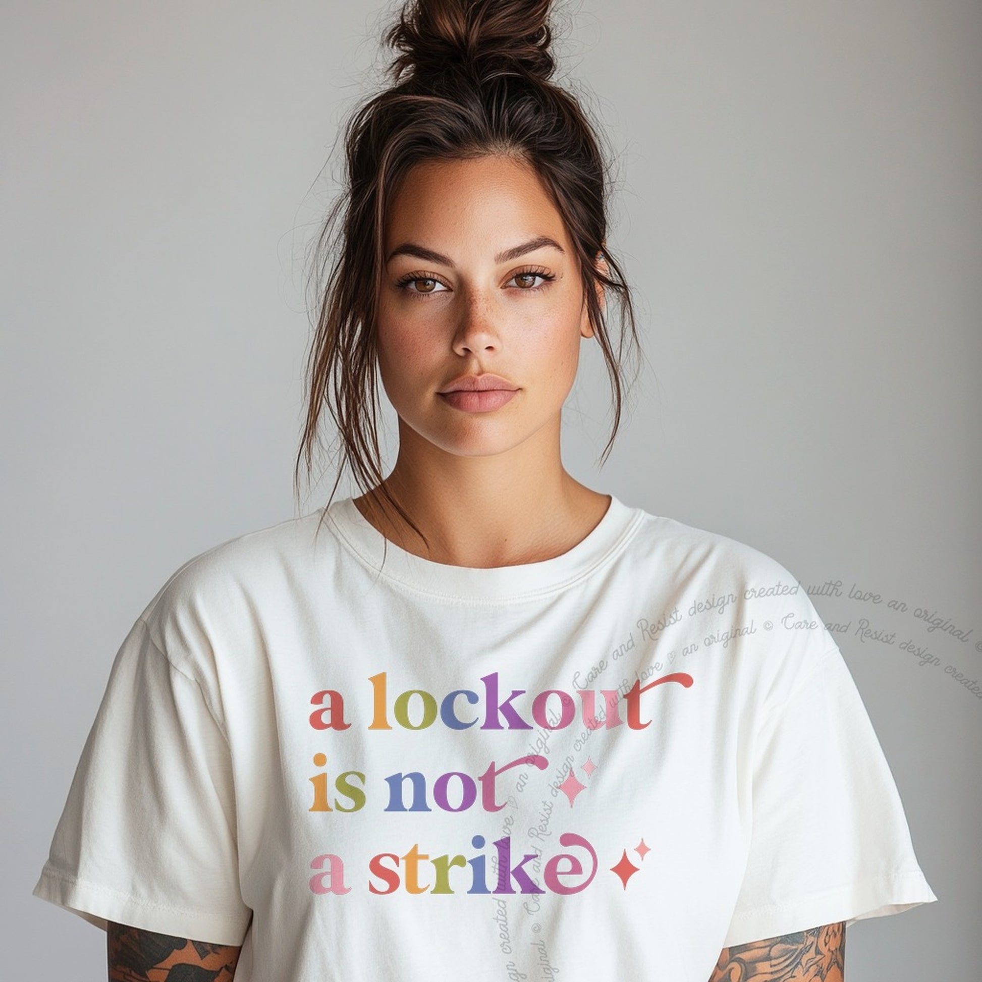 A Lockout is not a Strike Care & Resist rainbow Comfort Colors tee, White