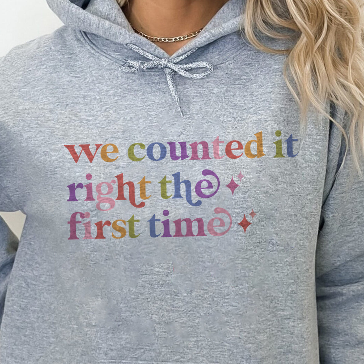 We Counted It Right the First Time Care & Resist Gildan hoodie in Sport Grey