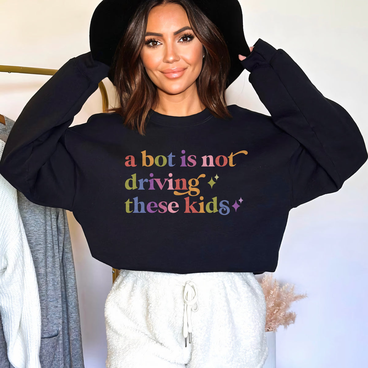 A Bot is not Driving These Kids Care & Resist Gildan crewneck sweatshirt in Black