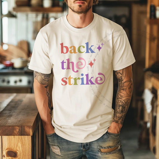 Back the Strike Care & Resist rainbow Comfort Colors tee, Ivory