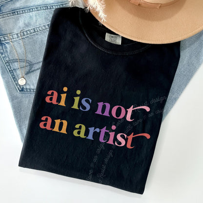 Ai is not an Artist Care & Resist rainbow Comfort Colors tee, Black