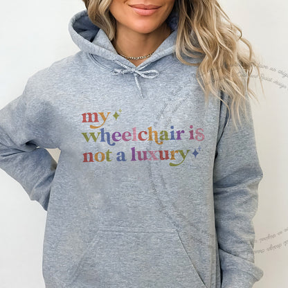My Wheelchair is not a Luxury Care & Resist Gildan hoodie in Sport Grey