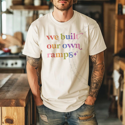 We Built Our Own Ramps Care & Resist rainbow Comfort Colors tee, Ivory