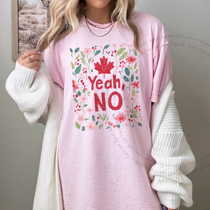 Yeah, No Care & Resist progressive t-shirt in Blossom