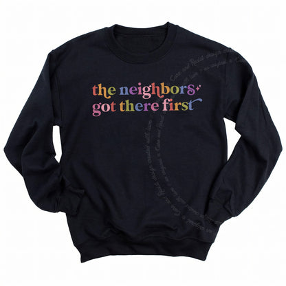 The Neighbors Got There First Care & Resist Gildan crewneck sweatshirt in Black