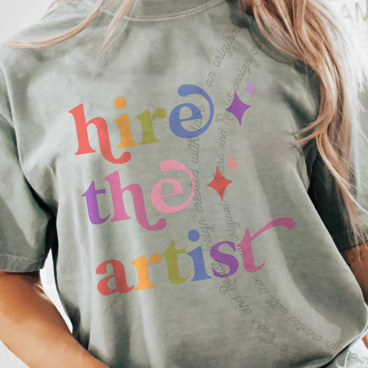 Hire the Artist Care & Resist progressive t-shirt in Bay