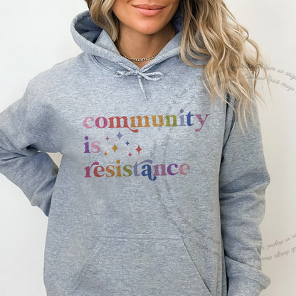 Community Is Resistance Care & Resist Gildan hoodie in Sport Grey
