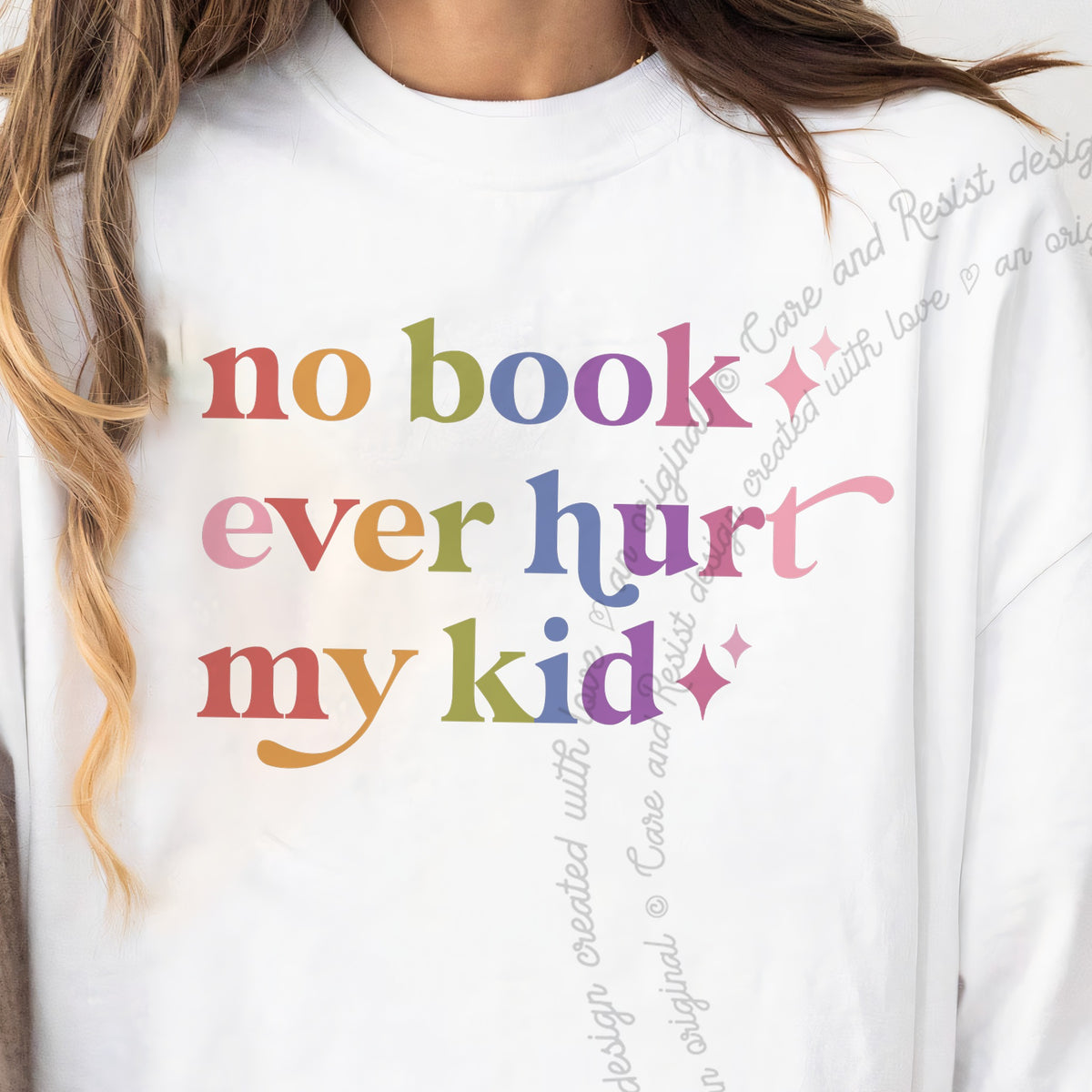 No Book Ever Hurt My Kid Care & Resist progressive t-shirt in White