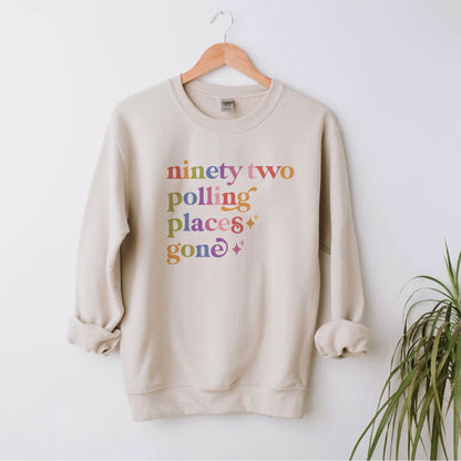 Ninety Two Polling Places Gone Care & Resist Gildan crewneck sweatshirt in Sand