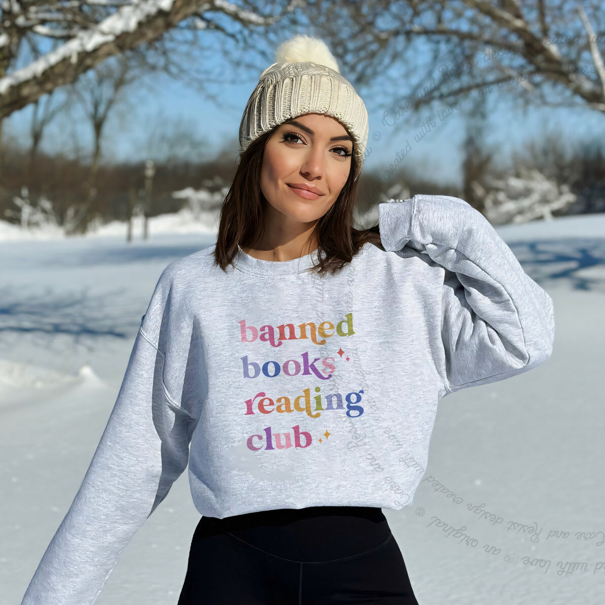 Banned Books Reading Club Care & Resist Gildan crewneck sweatshirt in Sport Grey