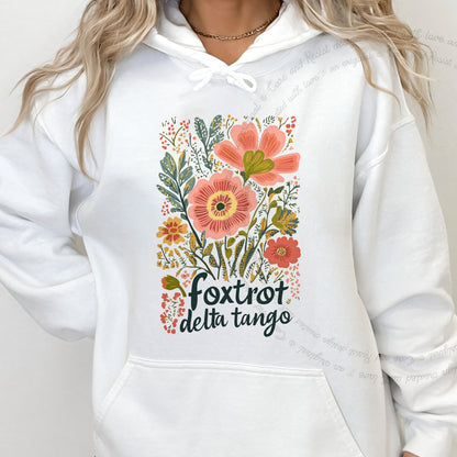 Foxtrot Delta Tango Care & Resist Gildan hoodie in White