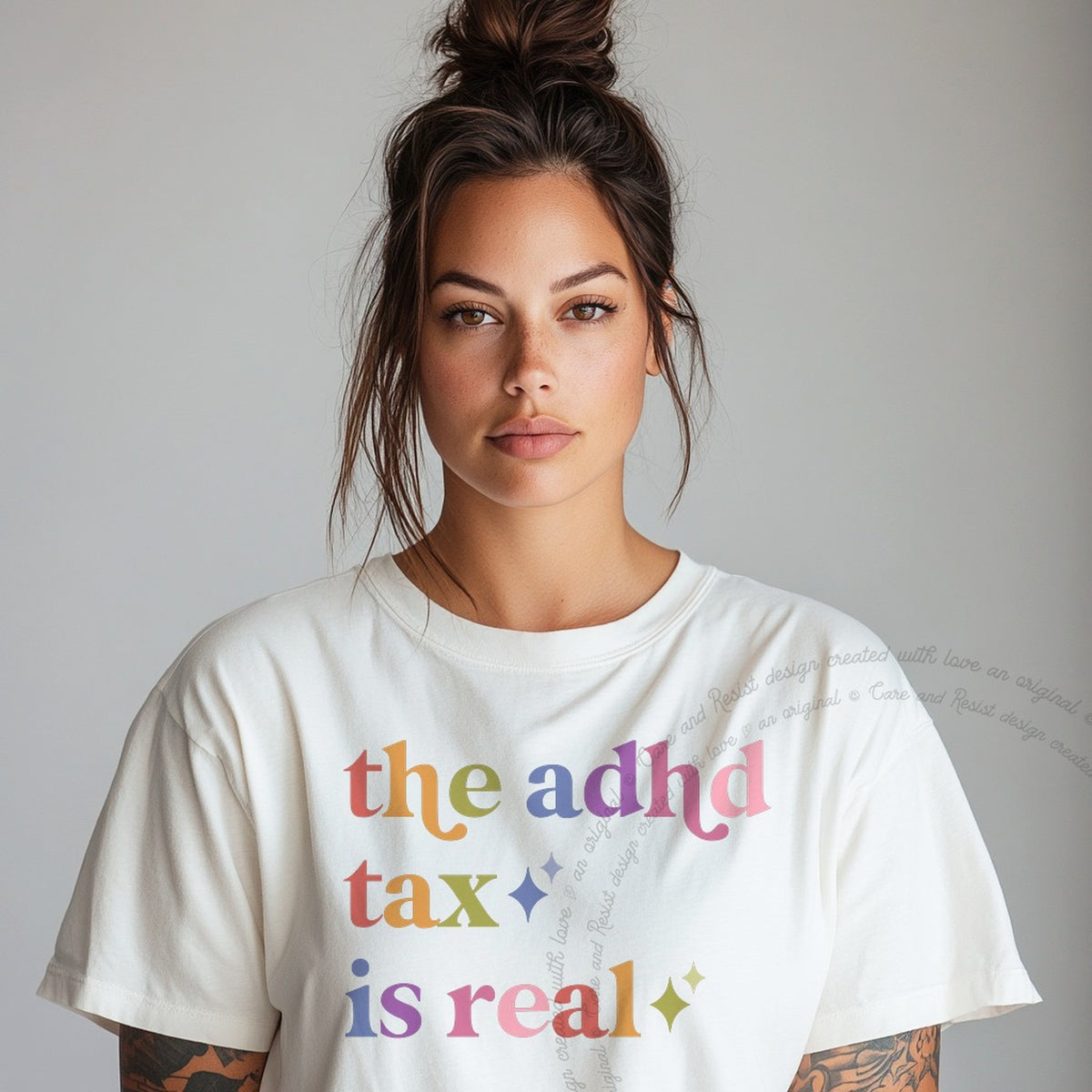 The Adhd Tax is Real Care & Resist tee in White