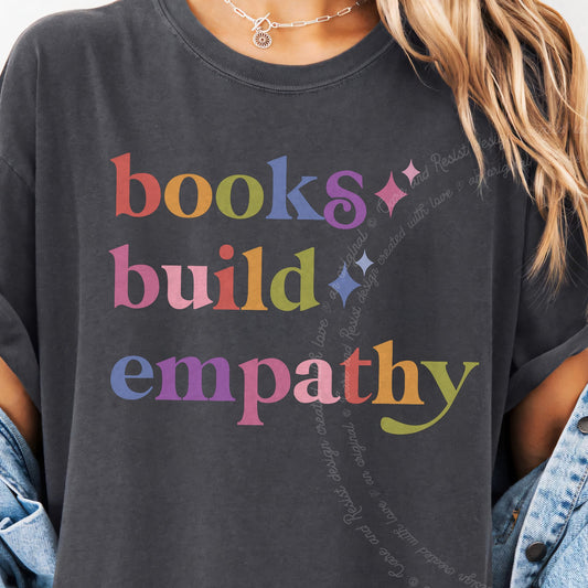 Books Build Empathy Care & Resist progressive t-shirt in Graphite