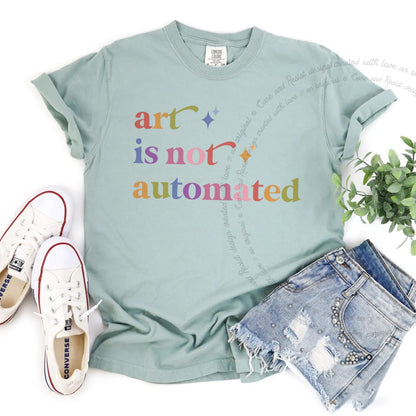 Art is not Automated Care & Resist rainbow Comfort Colors tee, Bay