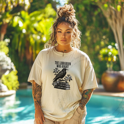 The Librarian Was Right Raven Care & Resist progressive t-shirt in Ivory