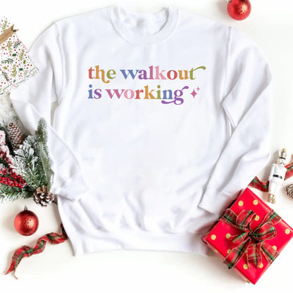 The Walkout is Working Care & Resist Gildan crewneck sweatshirt in White