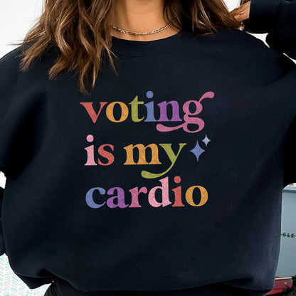 Voting is My Cardio Care & Resist Gildan crewneck sweatshirt in Black