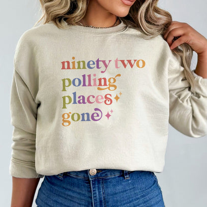 Ninety Two Polling Places Gone Care & Resist Gildan crewneck sweatshirt in Sand