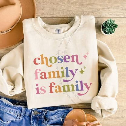 Chosen Family is Family Care & Resist Gildan crewneck sweatshirt in Sand