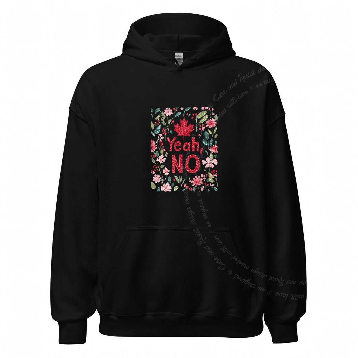 Yeah, No Care & Resist Gildan hoodie in Black
