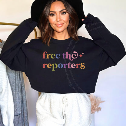 Free the Reporters Care & Resist Gildan crewneck sweatshirt in Black