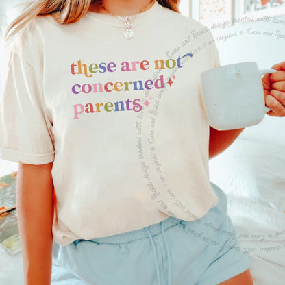 These are not Concerned Parents Care & Resist rainbow Comfort Colors tee, Ivory