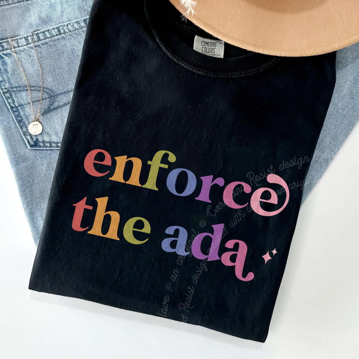 Enforce the Ada Care & Resist progressive t-shirt in Black