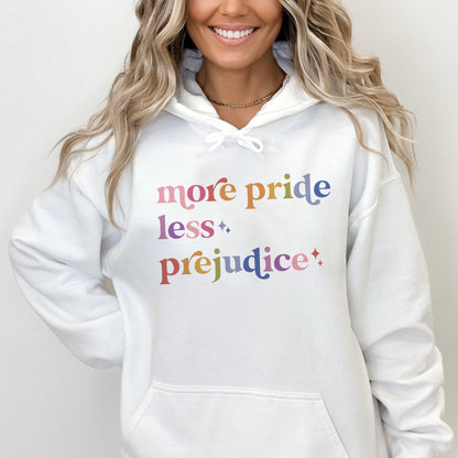 More Pride Less Prejudice Care & Resist Gildan hoodie in White