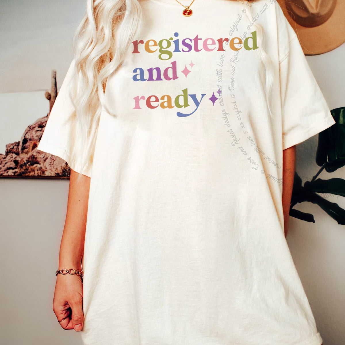 Registered and Ready Care & Resist rainbow tee
