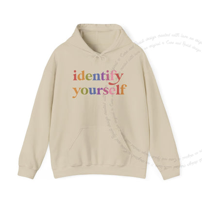 Identify Yourself Care & Resist Gildan hoodie in Sand