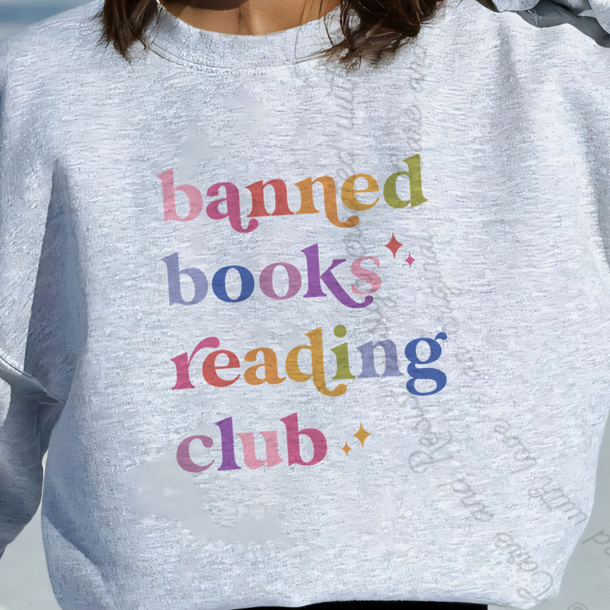 Banned Books Reading Club Care & Resist Gildan crewneck sweatshirt in Sport Grey