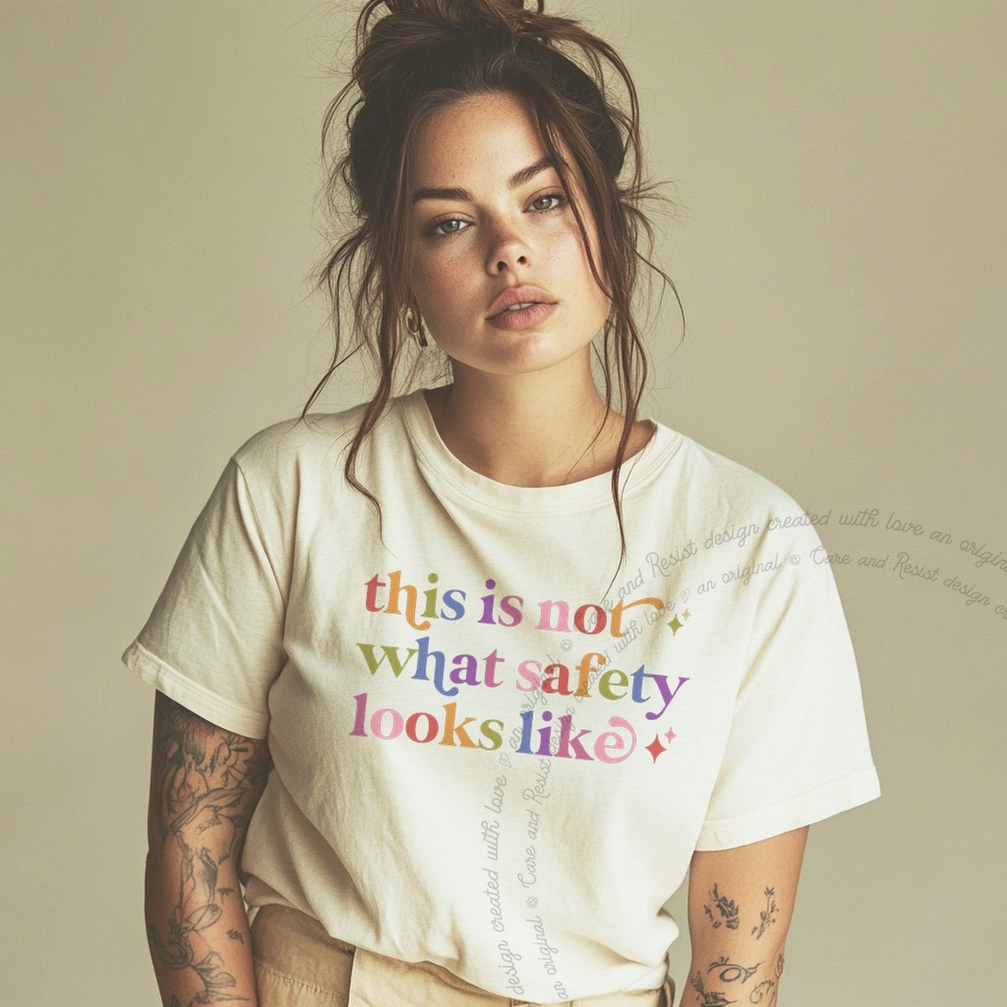 This is not What Safety Looks Like Care & Resist rainbow tee