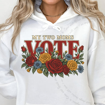 My Two Moms Vote Bouquet Care & Resist Gildan hoodie in White