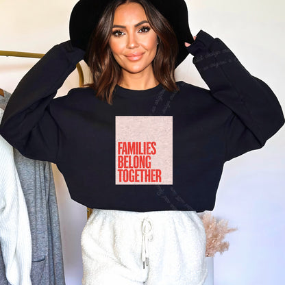 Families Belong Together Red Pink Care & Resist Gildan crewneck sweatshirt in Black
