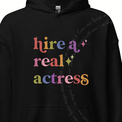 Hire a Real Actress Care & Resist Gildan hoodie in Black