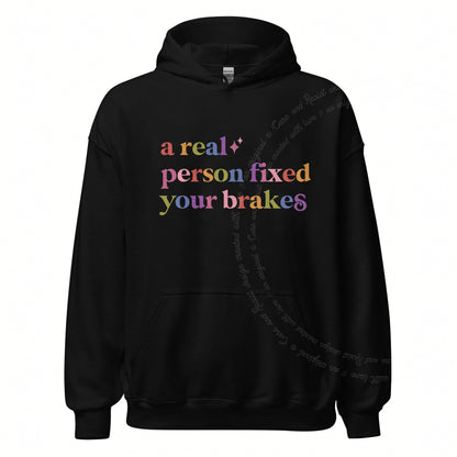 A Real Person Fixed Your Brakes Care & Resist Gildan hoodie in Black