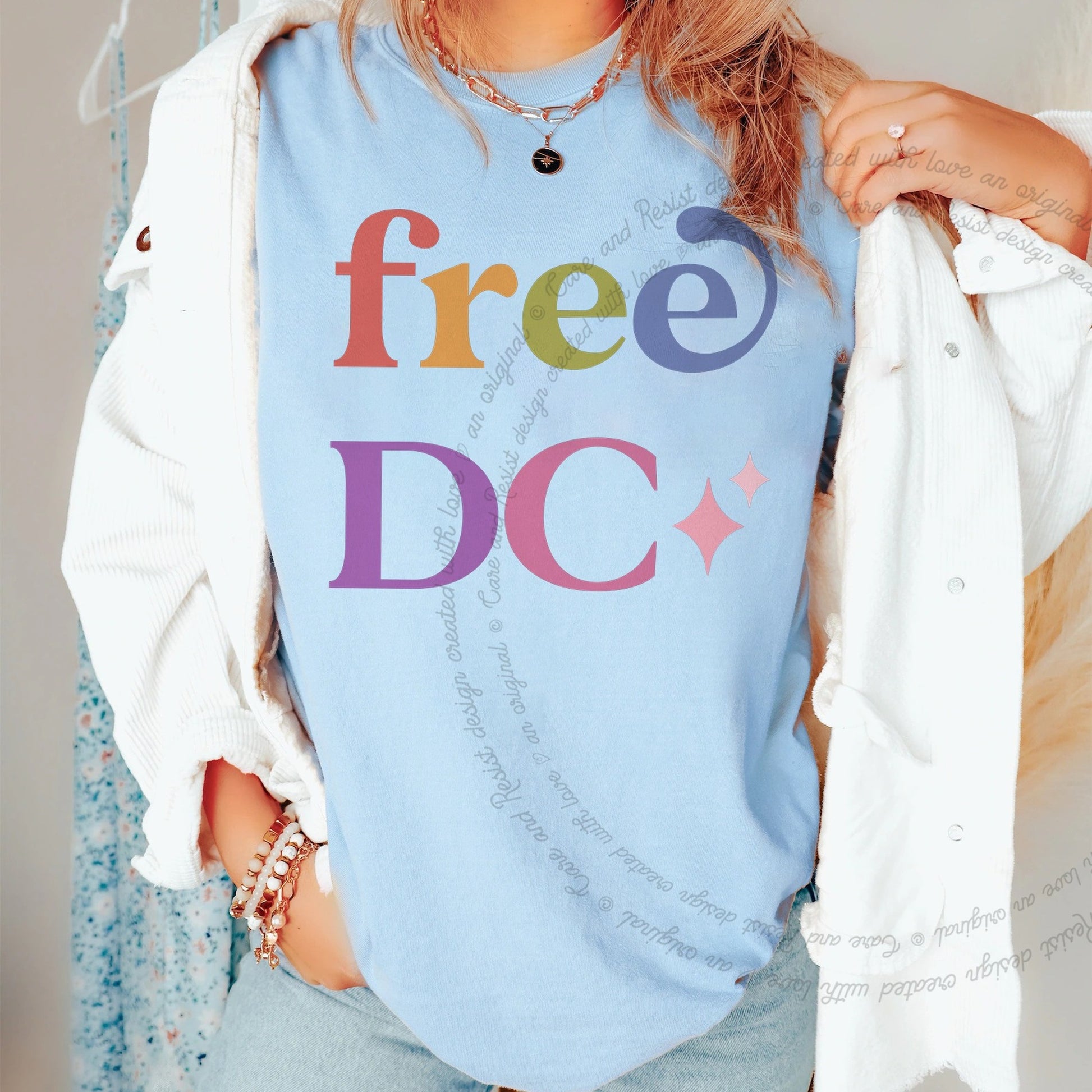 Free DC Care & Resist rainbow tee