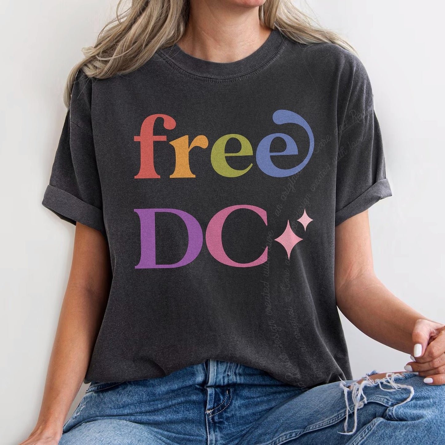 Free DC Care & Resist rainbow tee