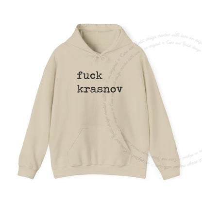 Fuck Krasnov Care & Resist Gildan hoodie in Sand