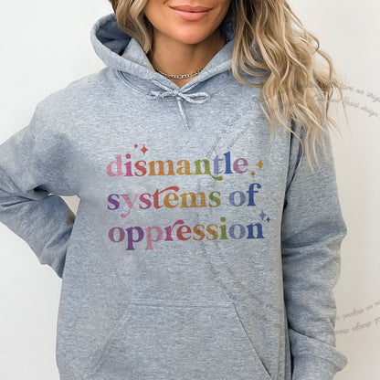 Dismantle Systems of Oppression Care & Resist Gildan hoodie in Sport Grey
