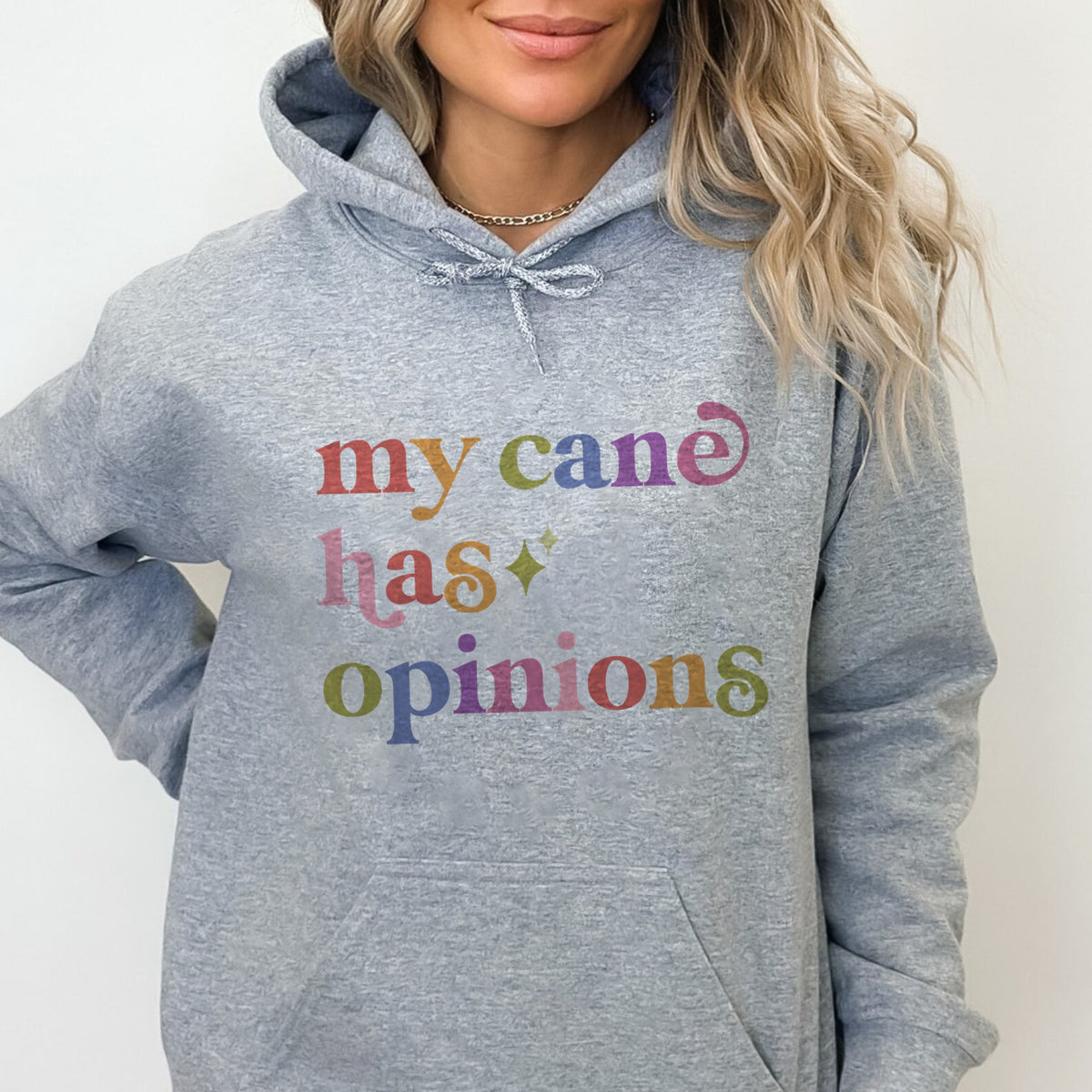 My Cane Has Opinions Care & Resist Gildan hoodie in Sport Grey