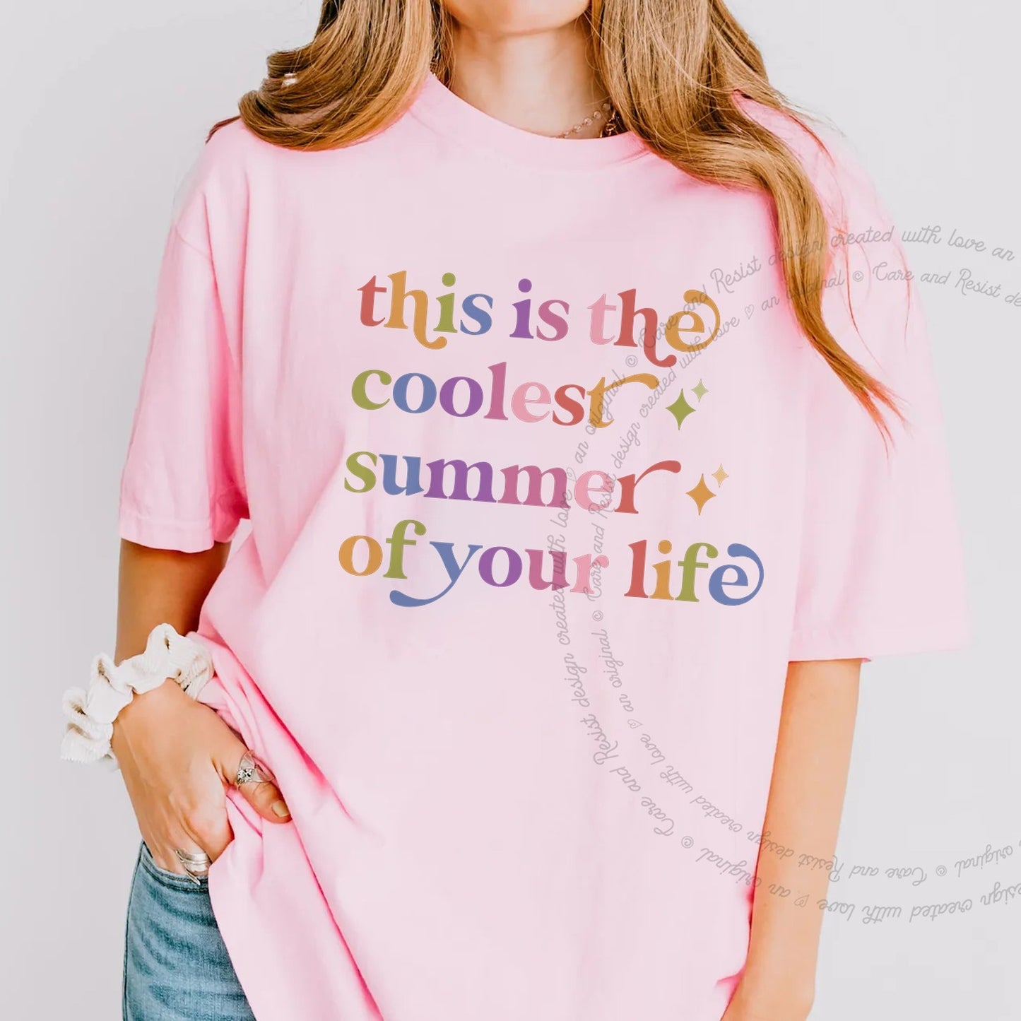 This is the Coolest Summer of Your Life Care & Resist rainbow Comfort Colors tee, Blossom