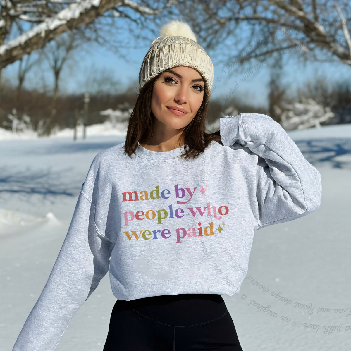 Made By People Who Were Paid Care & Resist Gildan crewneck sweatshirt in Sport Grey