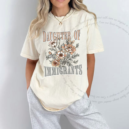 Daughter of Immigrants Care & Resist progressive t-shirt in Ivory