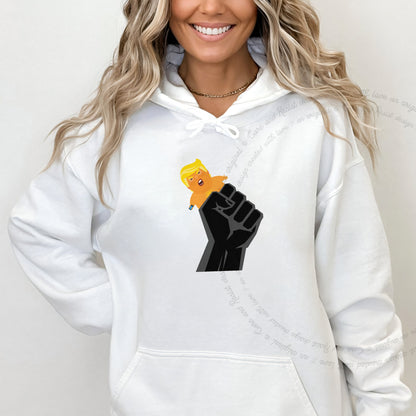 Resist Fist and Trump Blimp Care & Resist Gildan hoodie in White