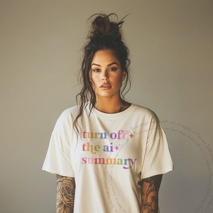 Turn Off the Ai Summary Care & Resist tee in Ivory