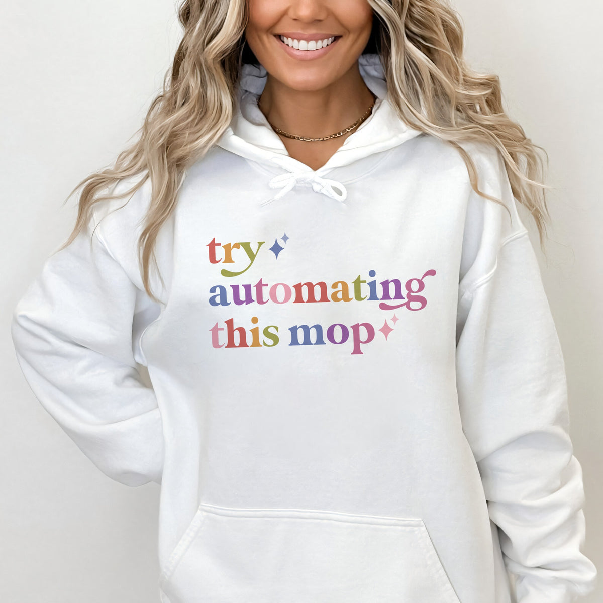 Try Automating This Mop Care & Resist Gildan hoodie in White